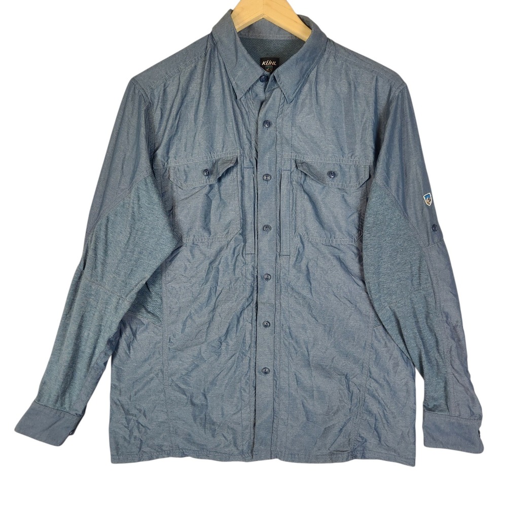 KUHL Airspeed Long Sleeve Button Down Shirt Men's Medium Blue Hiking Outdoor